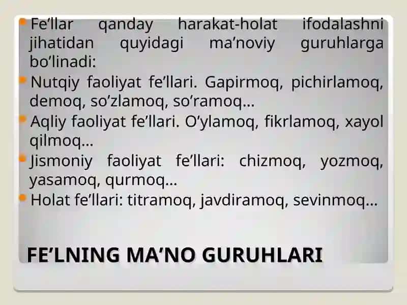 Harakat va holat fe’llari 4