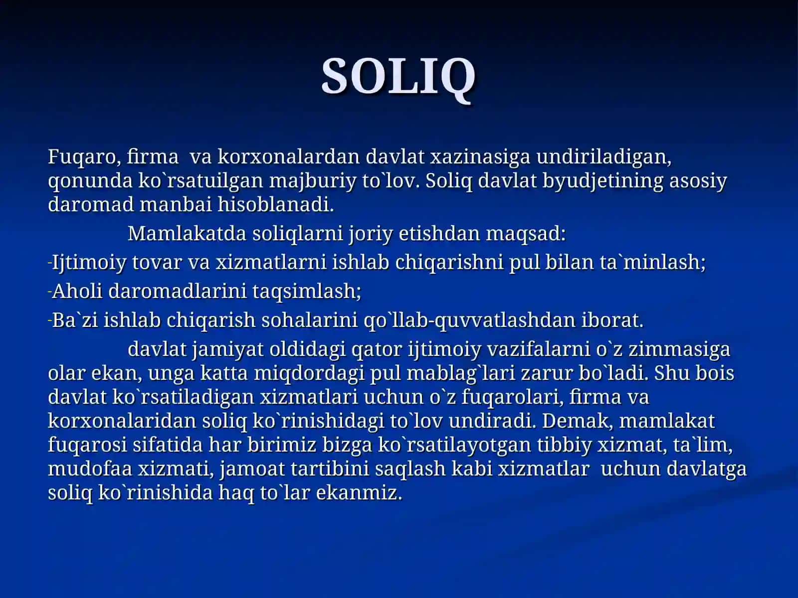 Soliq tizimi dars ishlanmasi 4