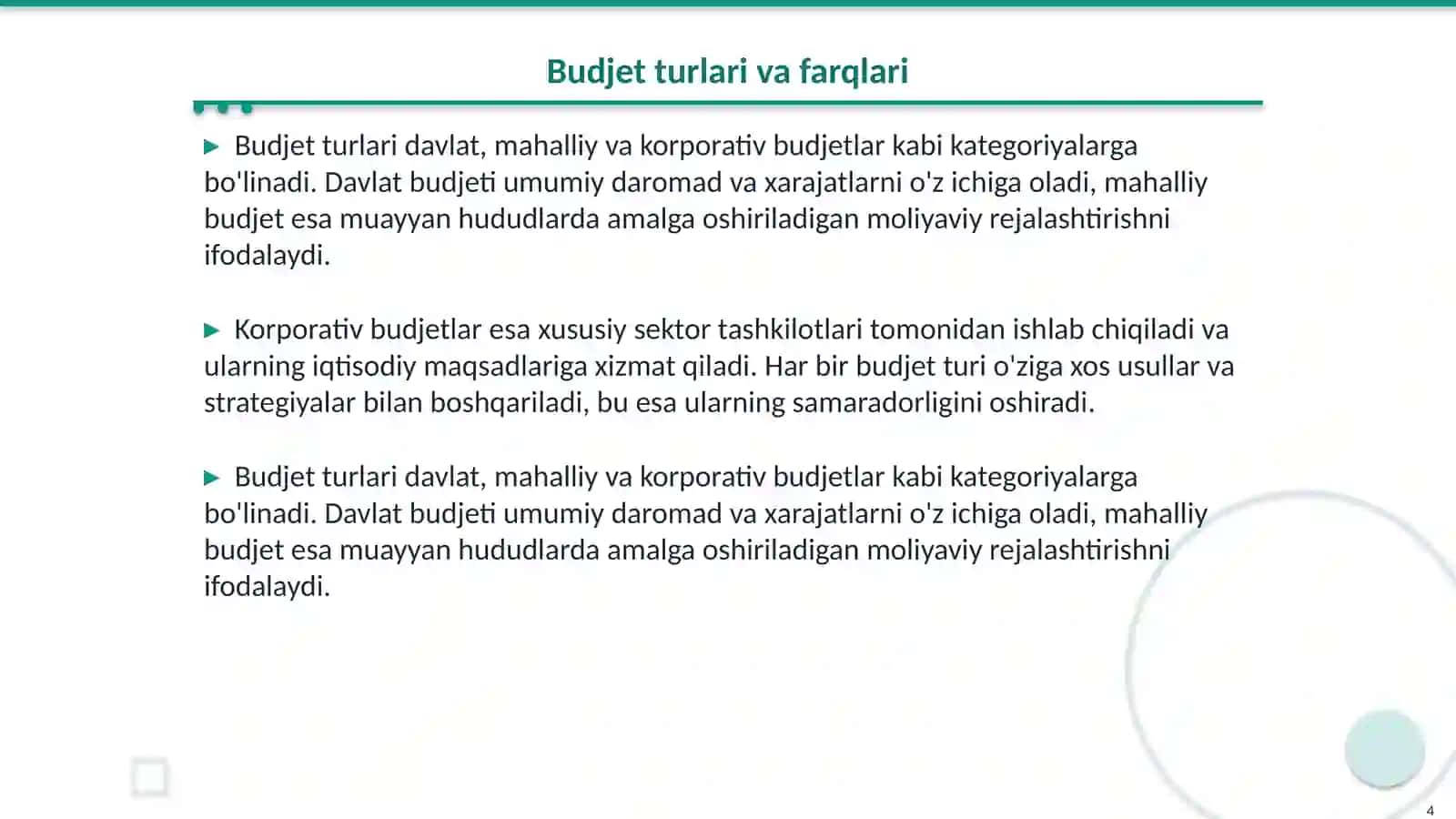 Fundamental budjet konsepti 4