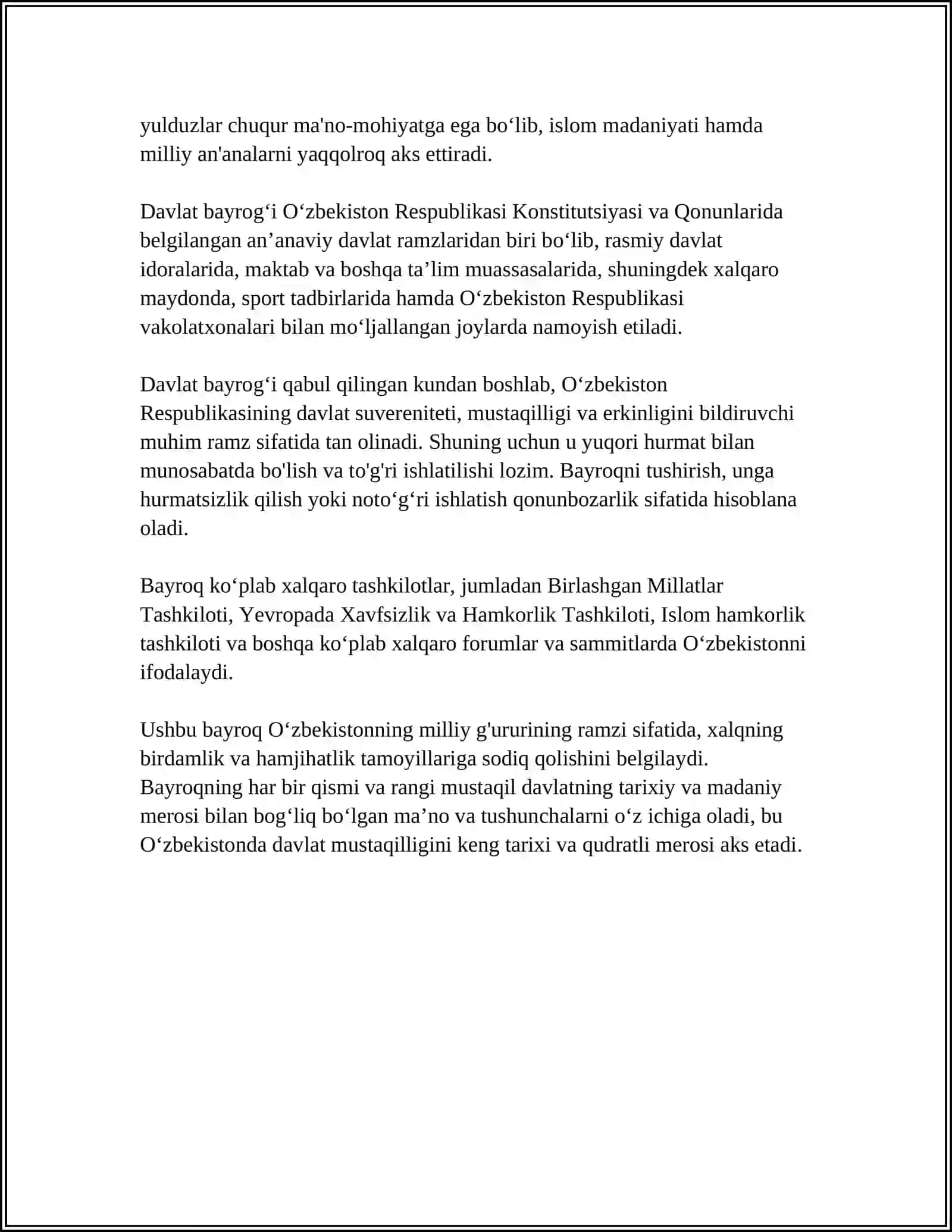 OʻZBEKISTON RESPUBLIKASINING DAVLAT RAMZLARI 4
