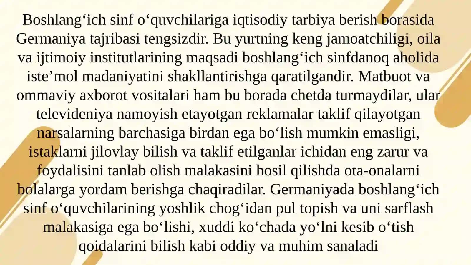 Iqtisodiy tarbiya nima? Tejamorlik haqida 4