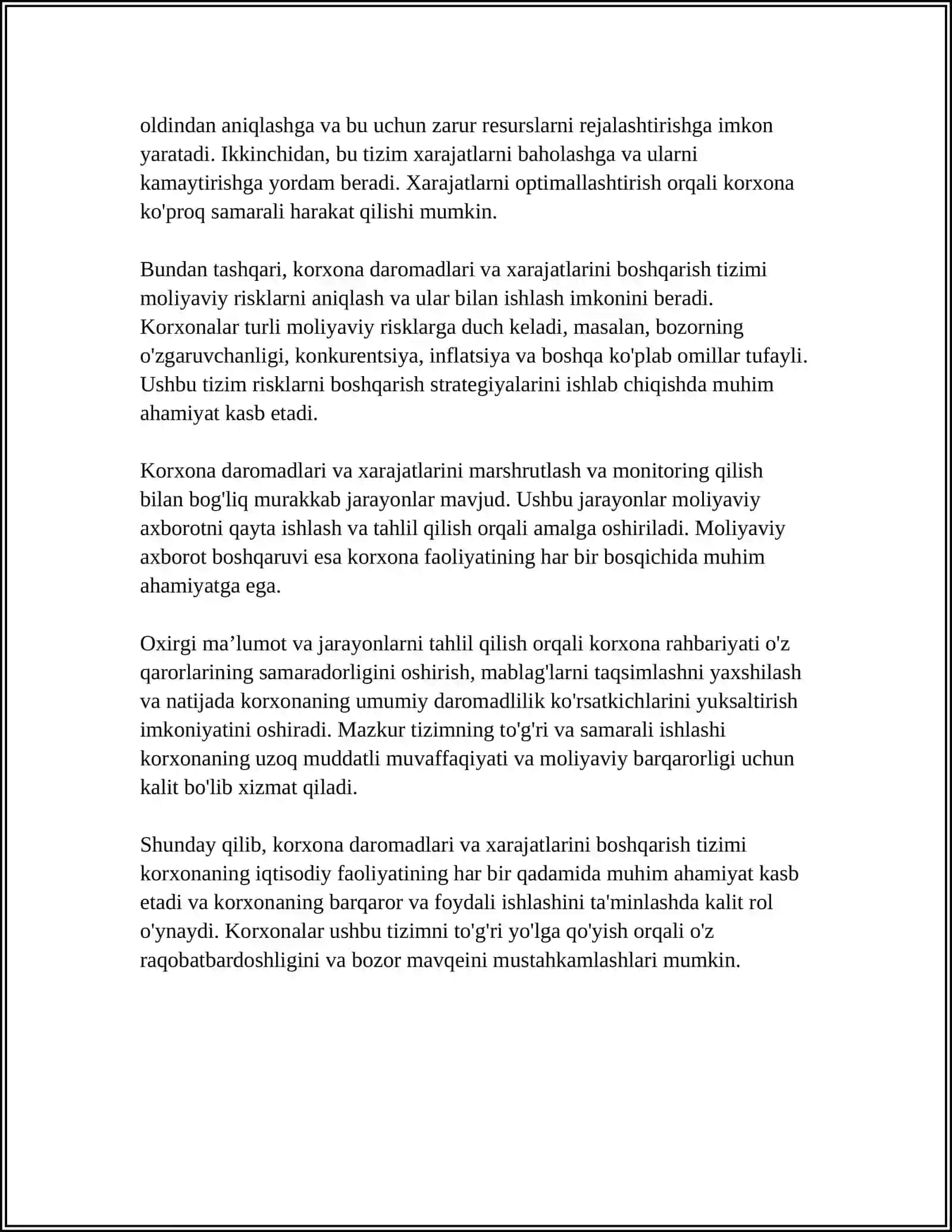KORXONA DAROMADLARI VA XARAJATLARINI BOSHQARISH TIZIMI 4