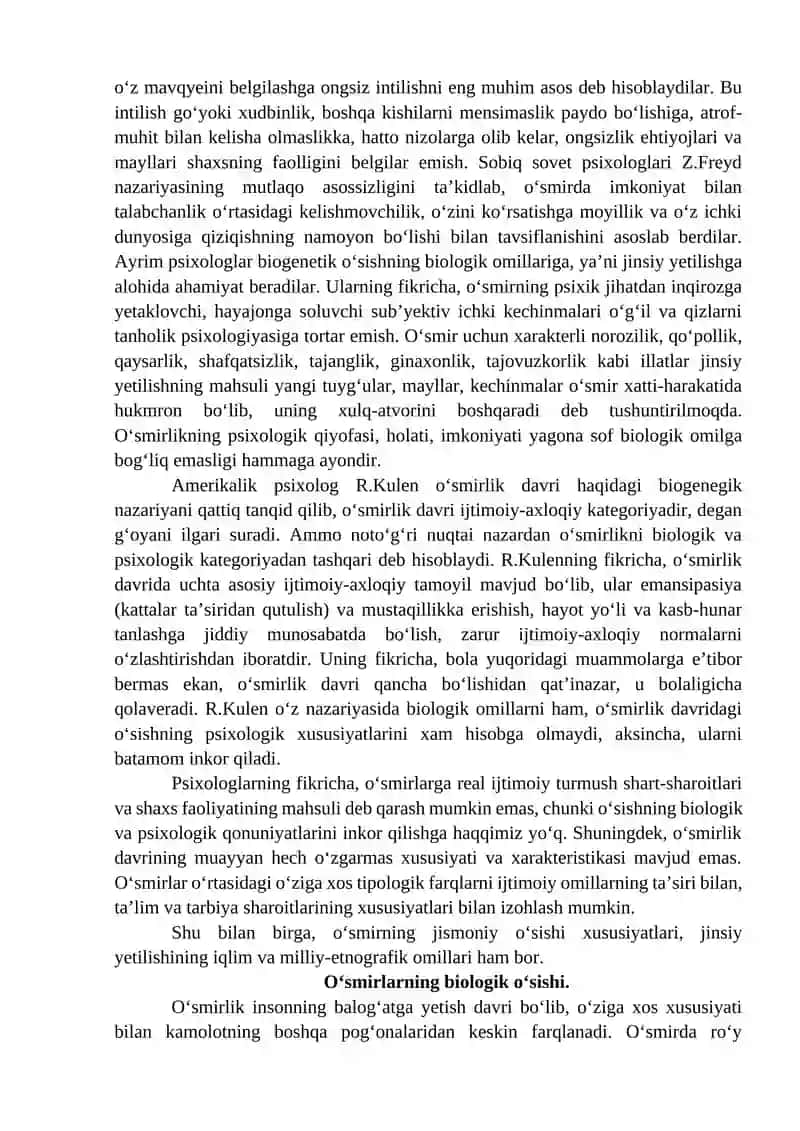 O‘smirlik davridagi psixik rivojlanish xususiyatlari 4