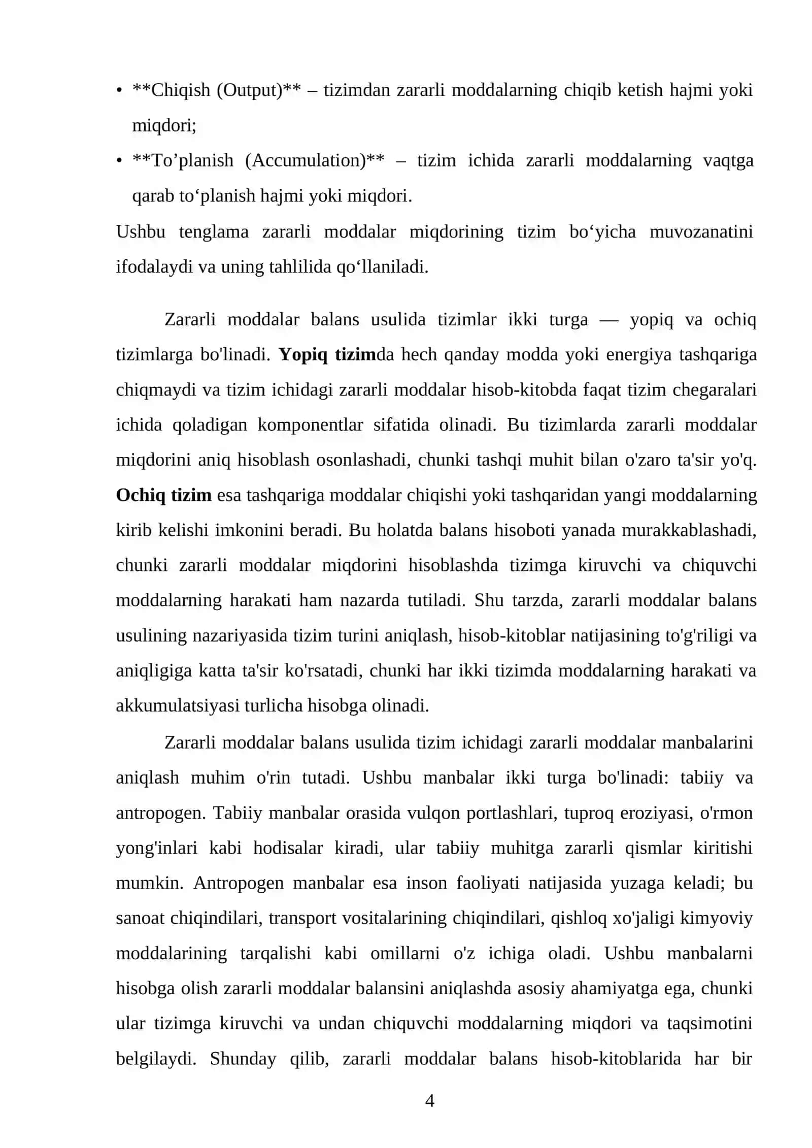 Zararli moddalar balans usuli 4
