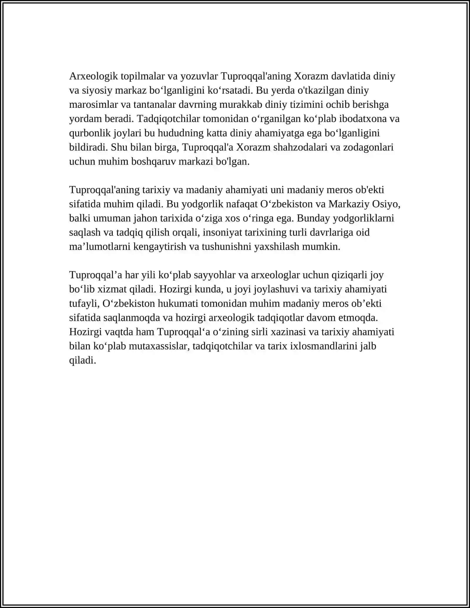 "TUPROQQAL'A YODGORLIGLARI" MAVZUSIDA TAQDIMOT ISHI 4
