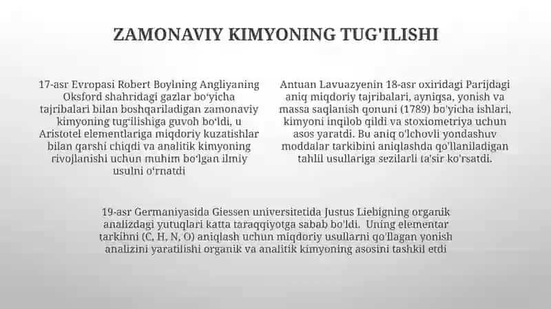 Analitik kimyoning rivojlanish tarixi 4