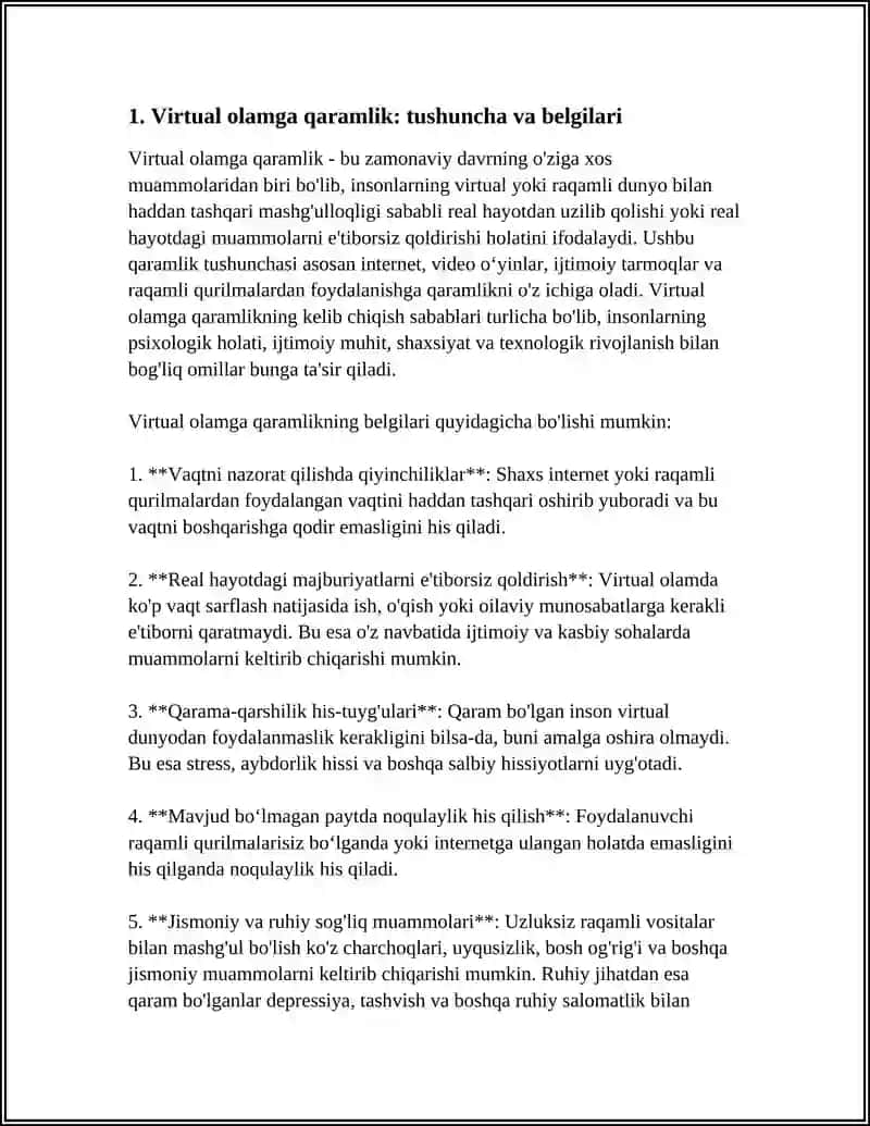 VIRTUAL OLAMGA QARAMLIK VA UNING OQIBATLARI 4