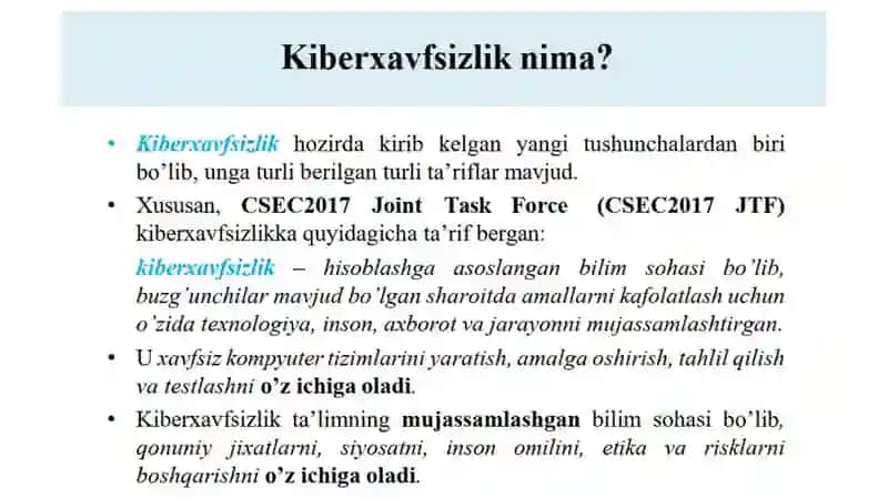 Kiberxavfsizlik asoslari faniga kirish. 4