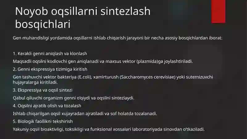 Gen muhandisligi yordam   biologiya sintezi 4