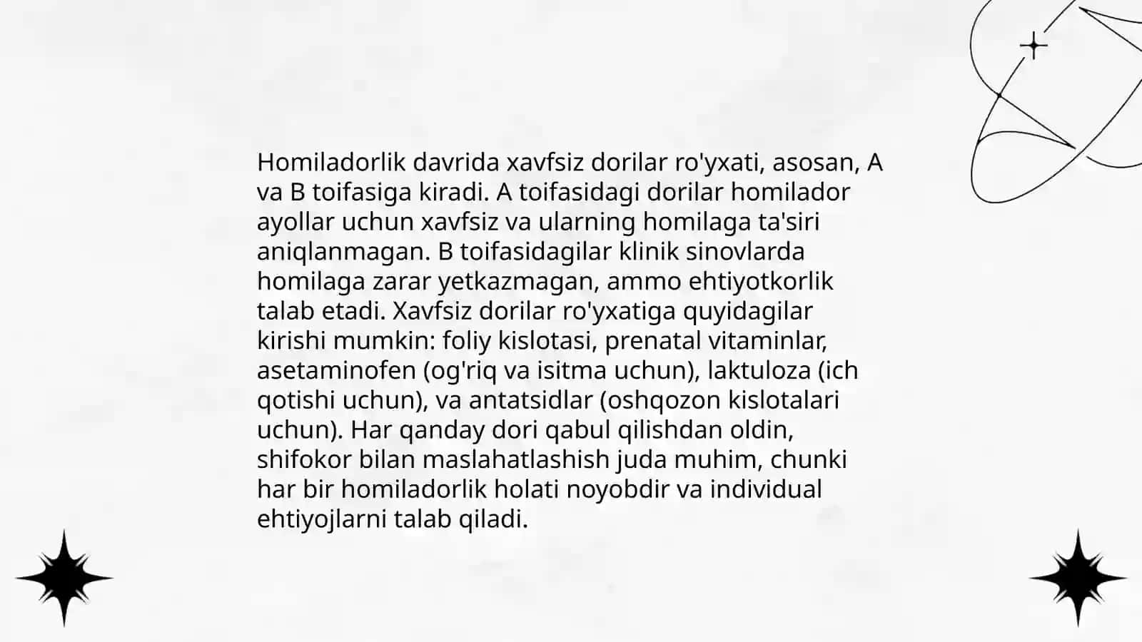 Dori vositalarining homilaga ta'siri 4