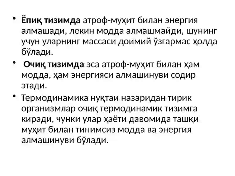 Organizmning energetik balansi. Termoregulyatsiya 4