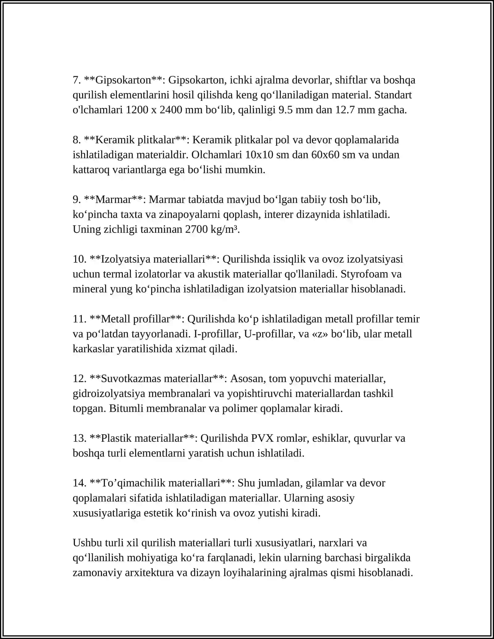 QURILISH MATERIALLARI KORXONALARI 4