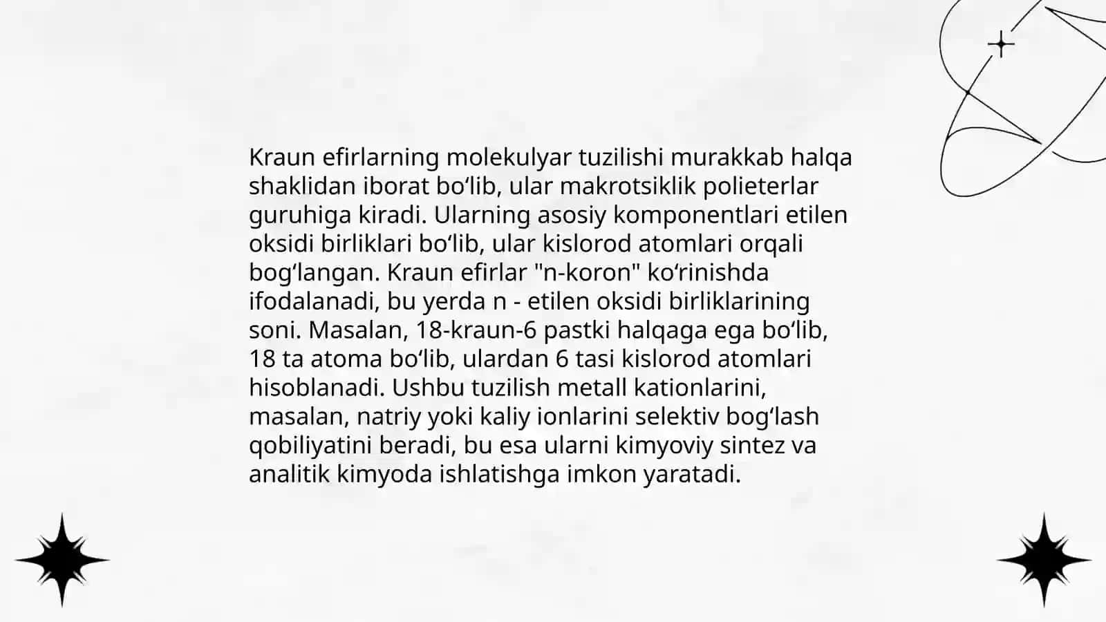 Kraun efirlar-dori vositalari sifatida ishlatilishi 4