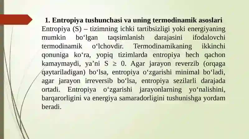 Entropiya va Termofizika 4