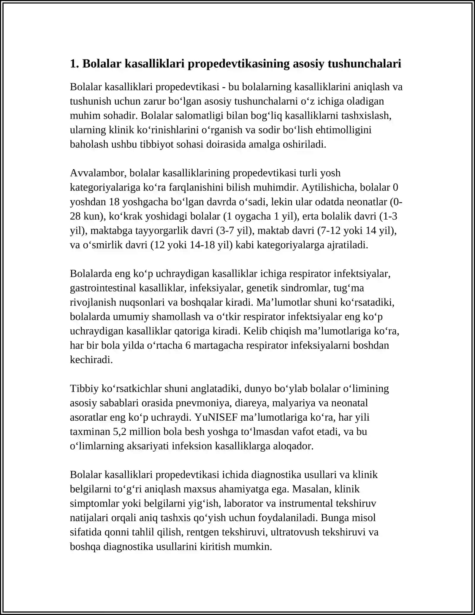 BOLALAR KASALLIKLARI PROPEDEVTIKASI MODULIGA 4