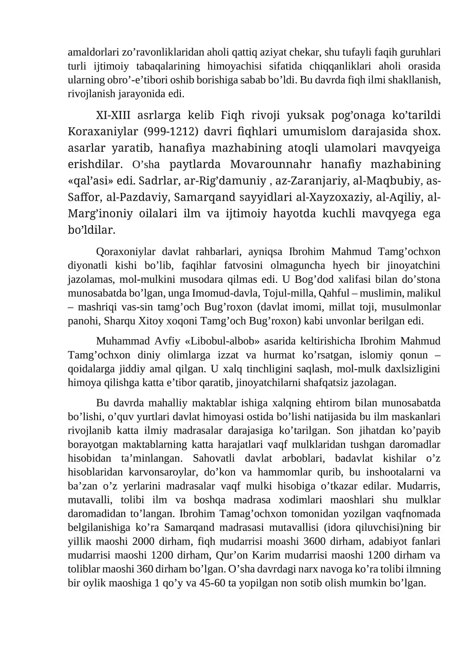 Markaziy Osiyo tarixida Xanafiya mazxabining o`rni 4