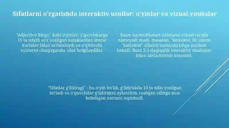 Sifatlarni o'rgatishda kreativ metod va usullar 4