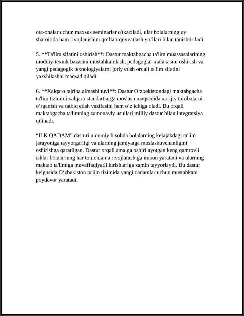 "ILK QADAM" DAVLAT OʻQUV DASTURI 4