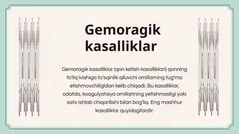 Qon Ivish Omillarining Tug’ma Kasalliklari 4