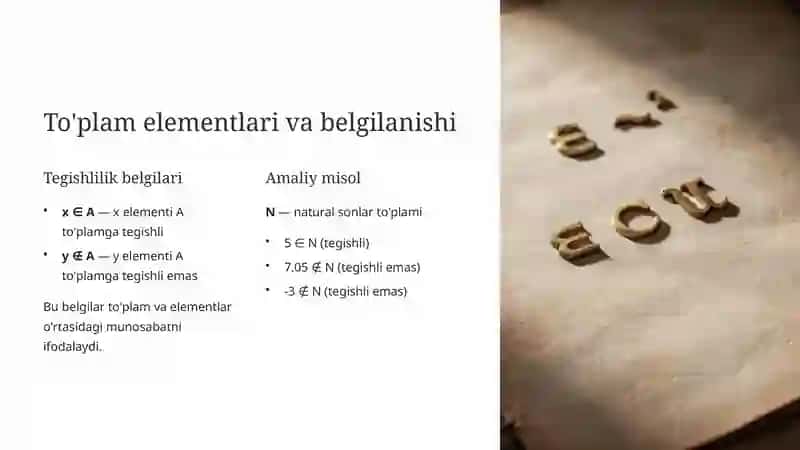 To'plam tushunchasi va ular ustida amallar 4