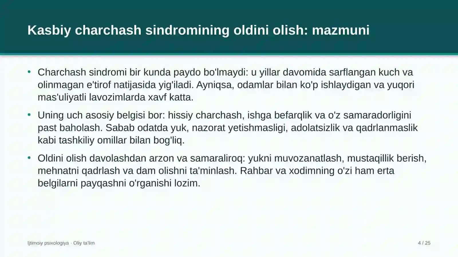 xorijiy universitetlar filiallarida kasbiy charchash sindromining oldini olish 8809 4