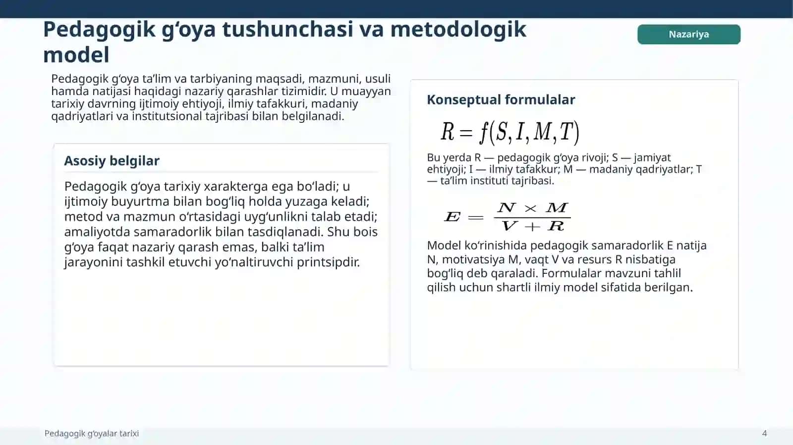 PEDAGOGIK G‘OYALARNING RIVOJLANISH BOSQICHLARI 4