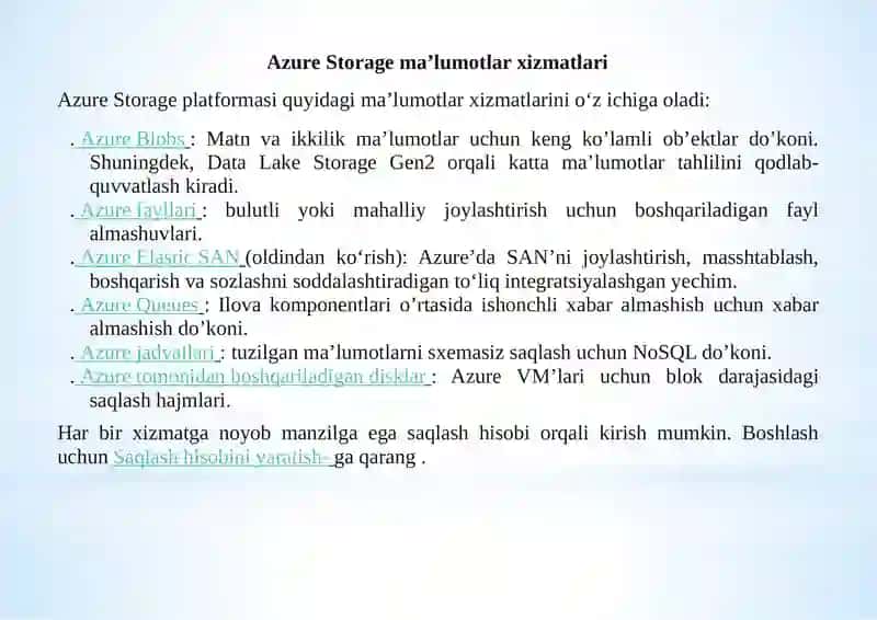 Windows Azure ma'lumotlarni saqlash xizmatlari 4