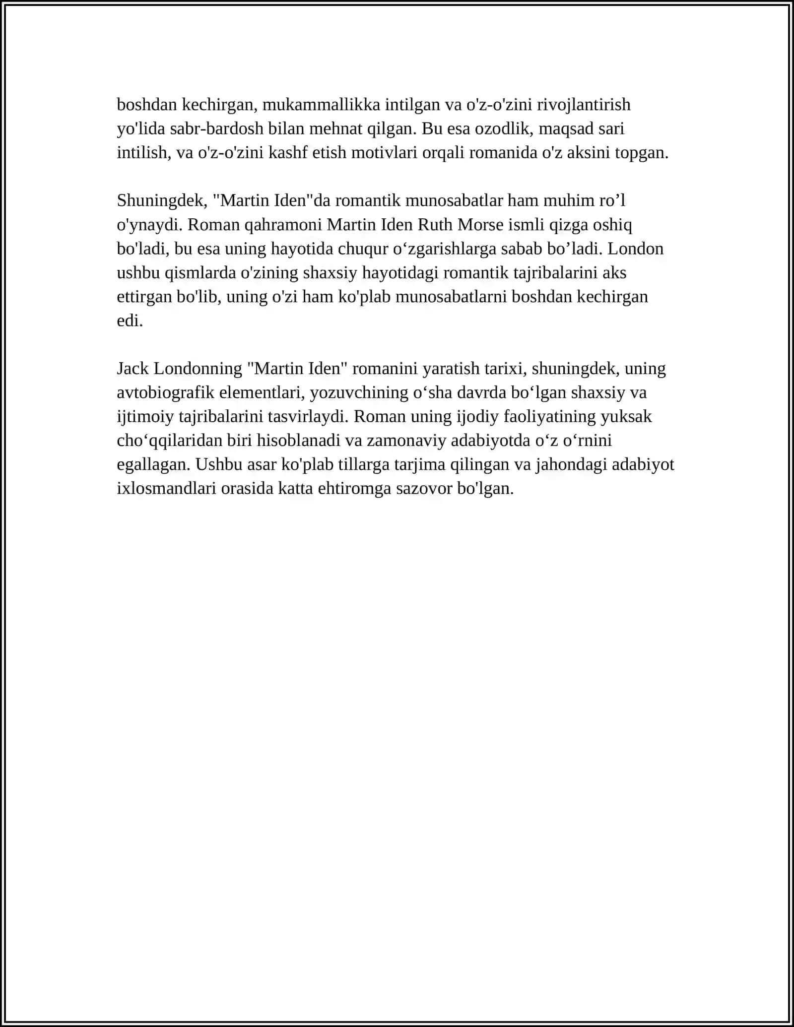 J. LONDON VA UNING "MARTIN IDEN "ROMANI 4