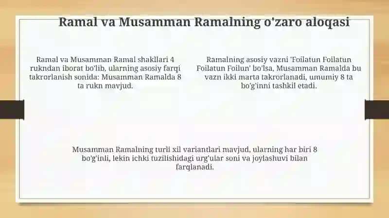 Ramal bahri va uning musamman vaznlari 4