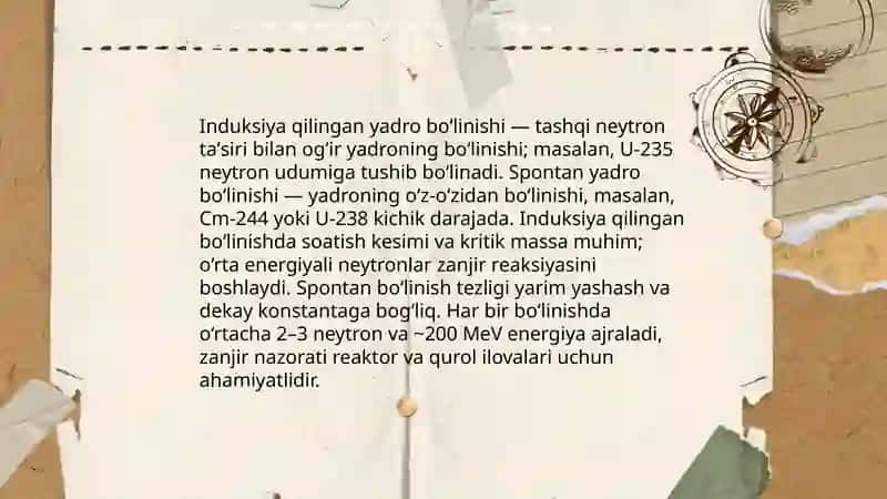 Yadro bo‘linishi va zanjir reaksiyalar 4
