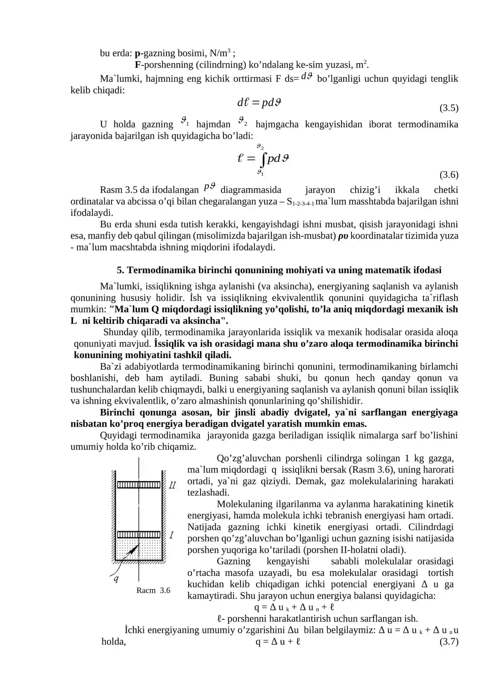 Termodinamikaning birinchi qonuni 4