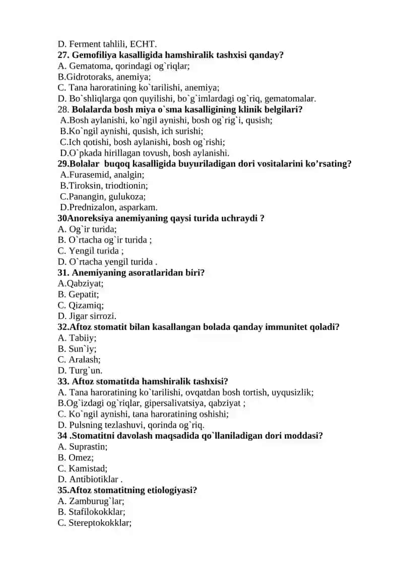 Chaqaloq Davri Testlar 4