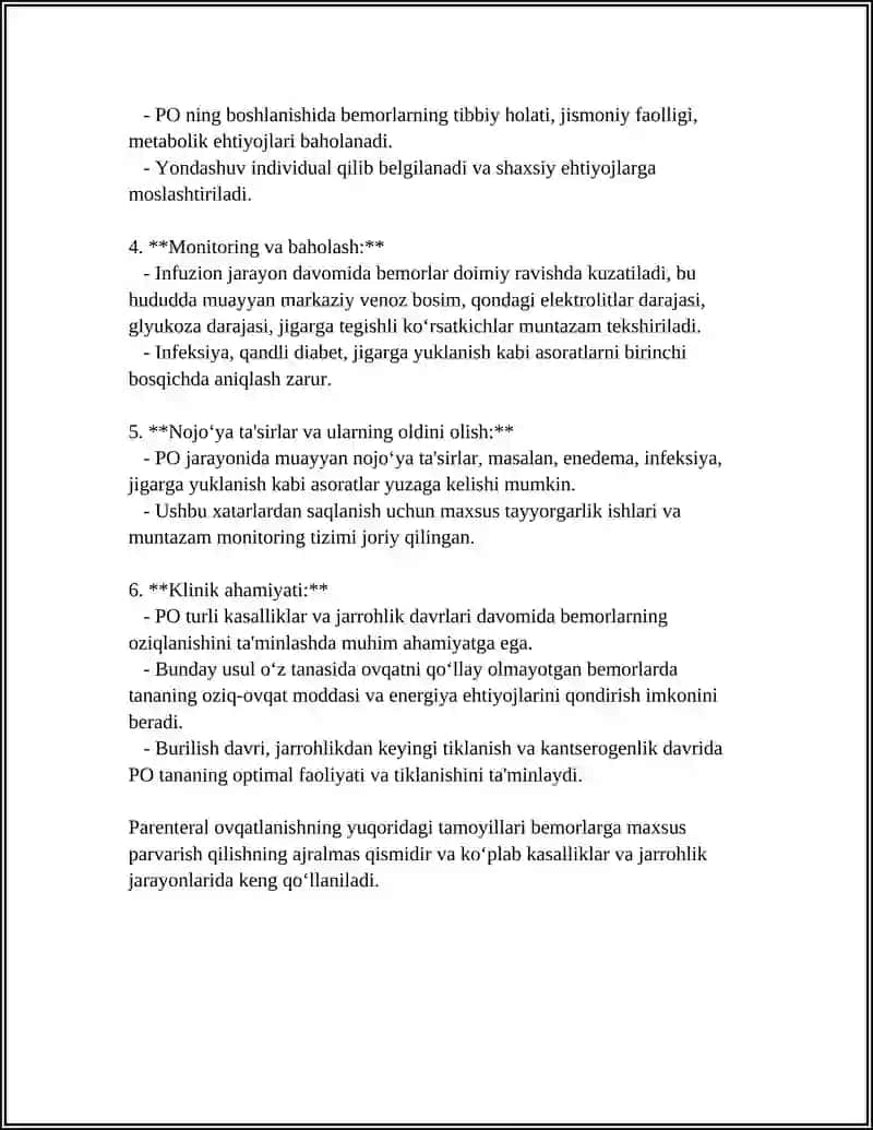 Parenteral ovqatlanish va uning klinik ahamiyati 4
