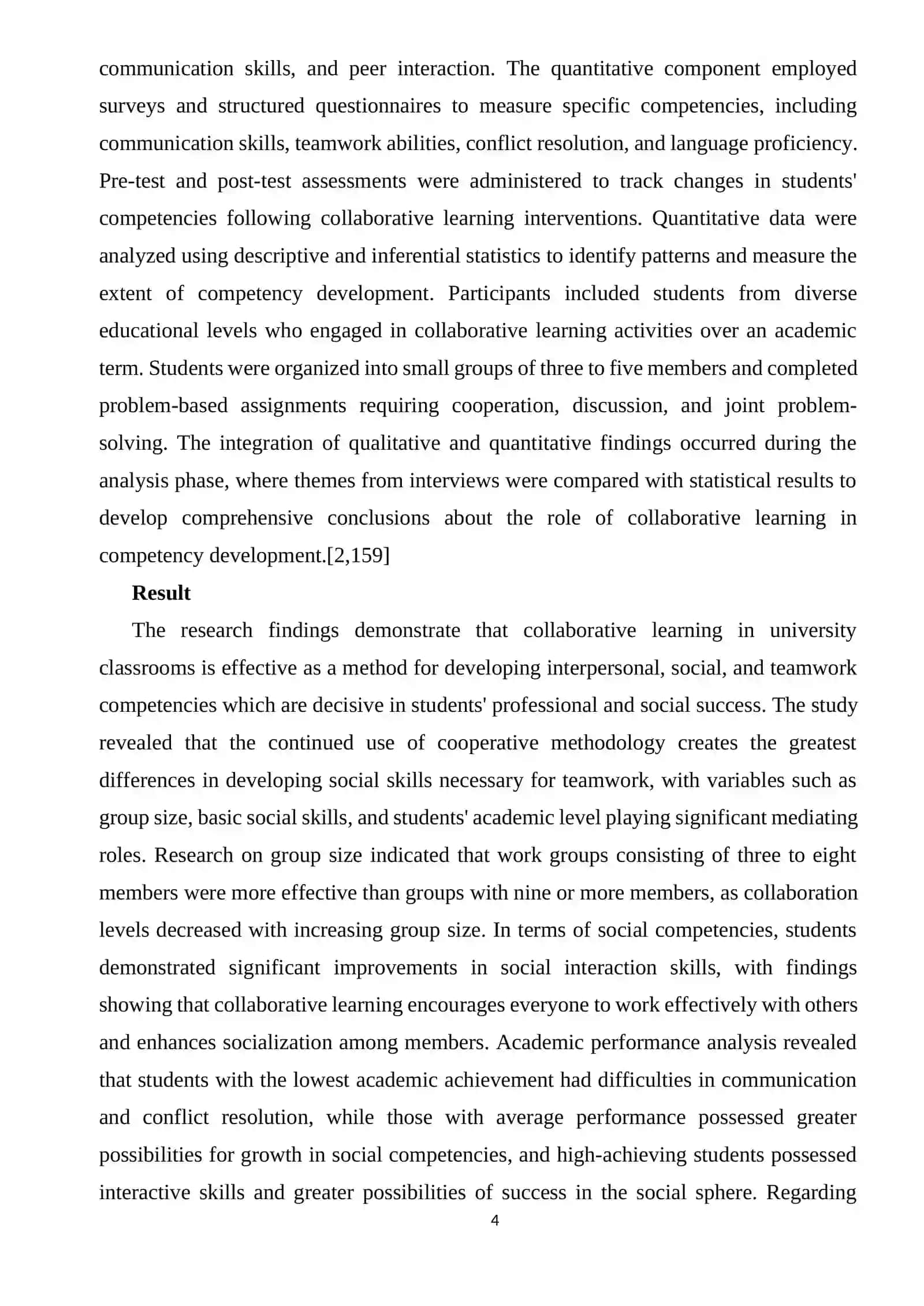 THE ROLE OF COLLABORATIVE LEARNING METHODS IN DEVELOPING STUDENT‘S SOCIAL AND LANGUAGE COMPETENCIES 4