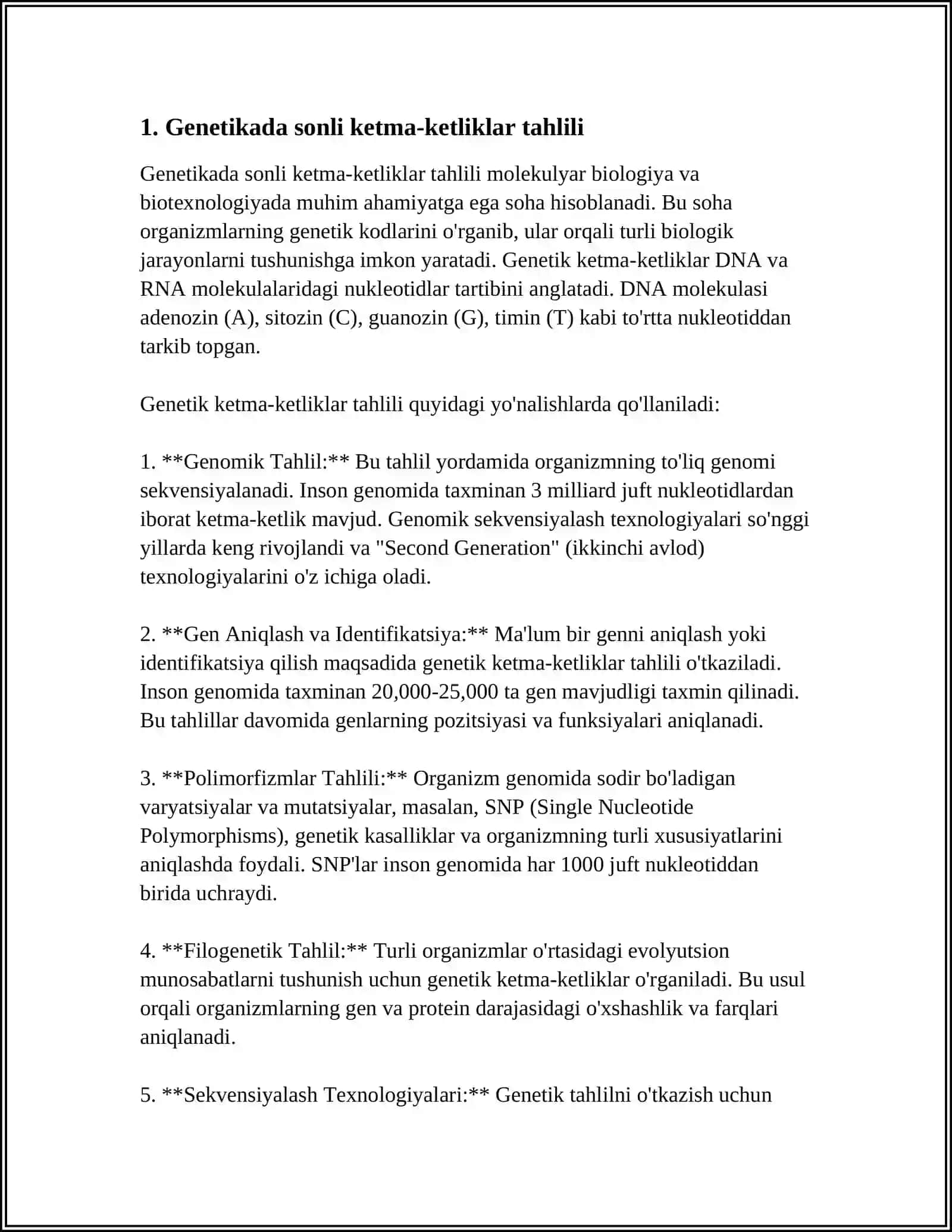 GENETIKADA SONLI KETMA-KETLIKLARNING TATBIQLARI 4