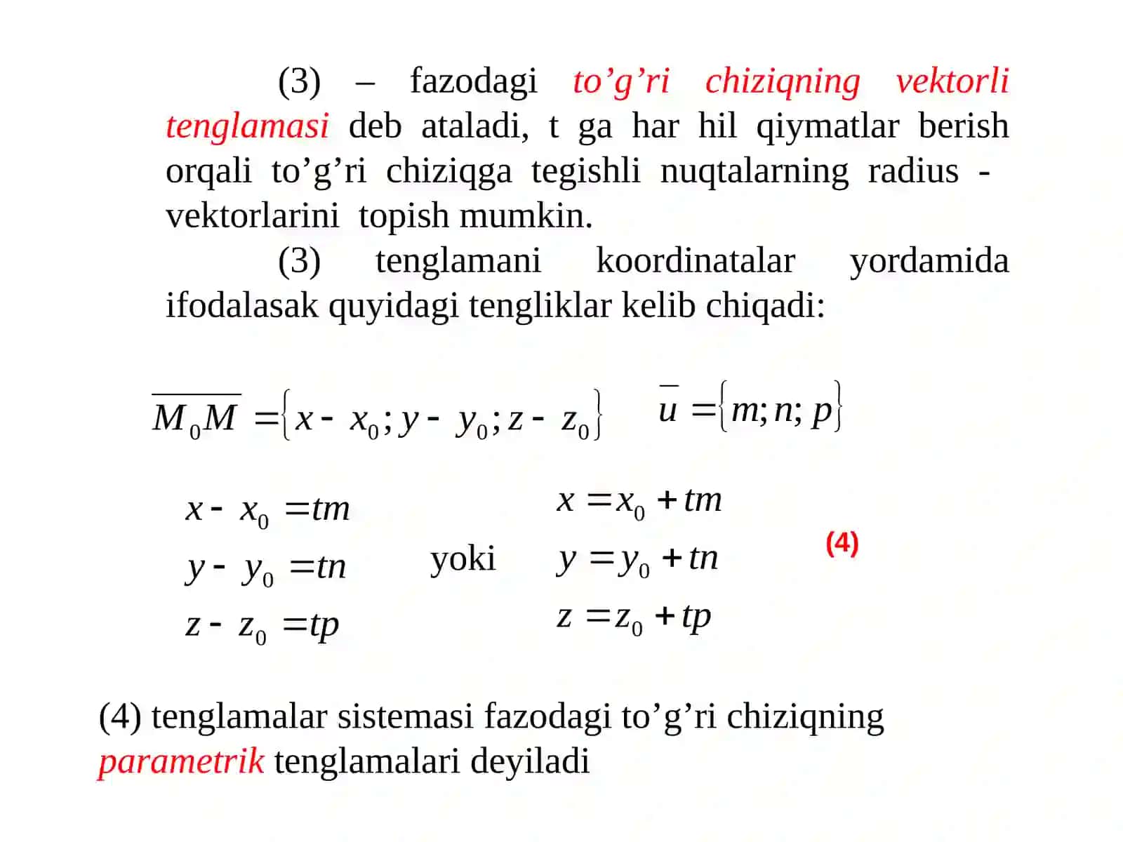 FAZODAGI TO’GRI CHIZIQ 4