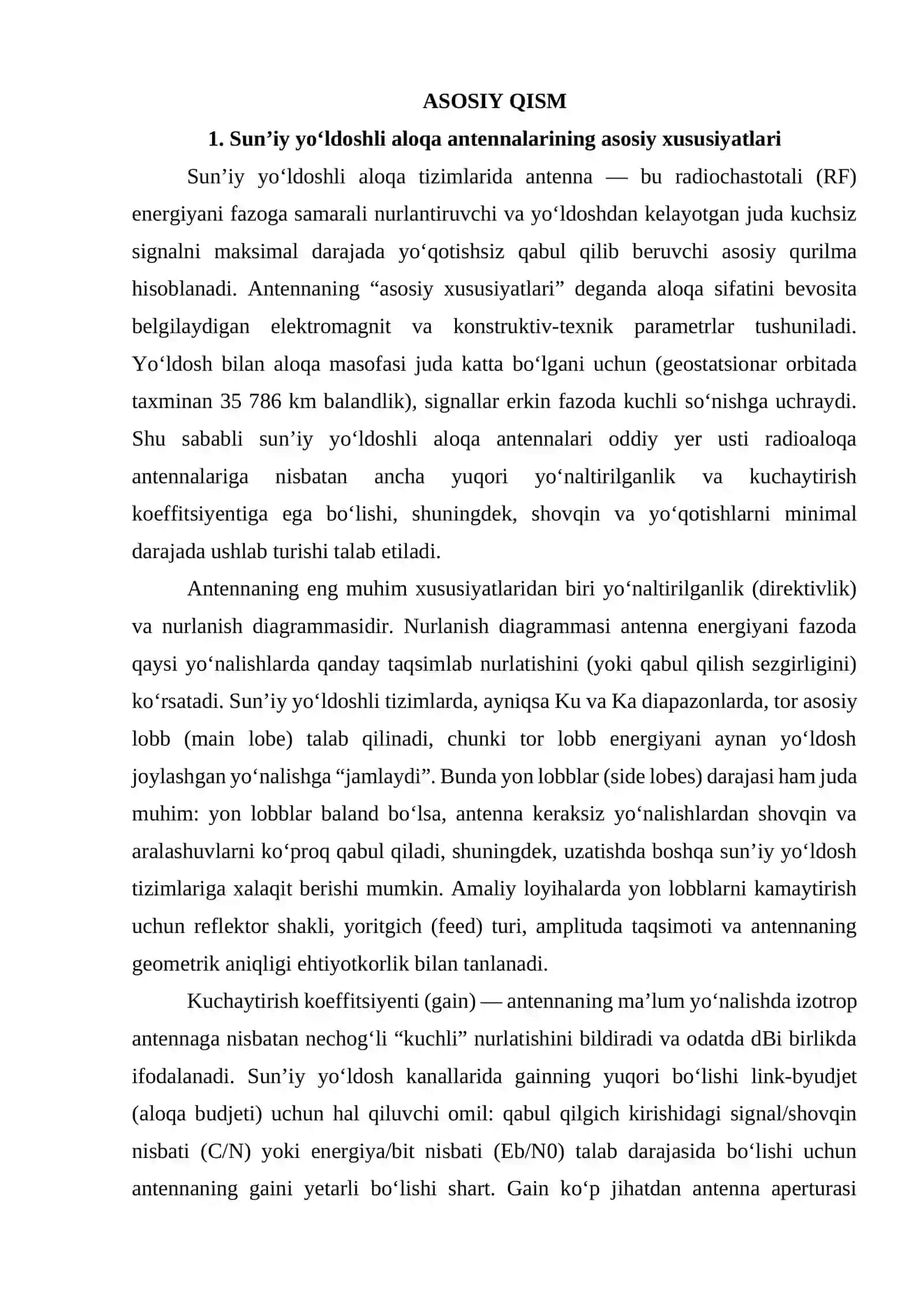 Sun'iy yo'ldoshli aloqa tizimlari antennalari 4