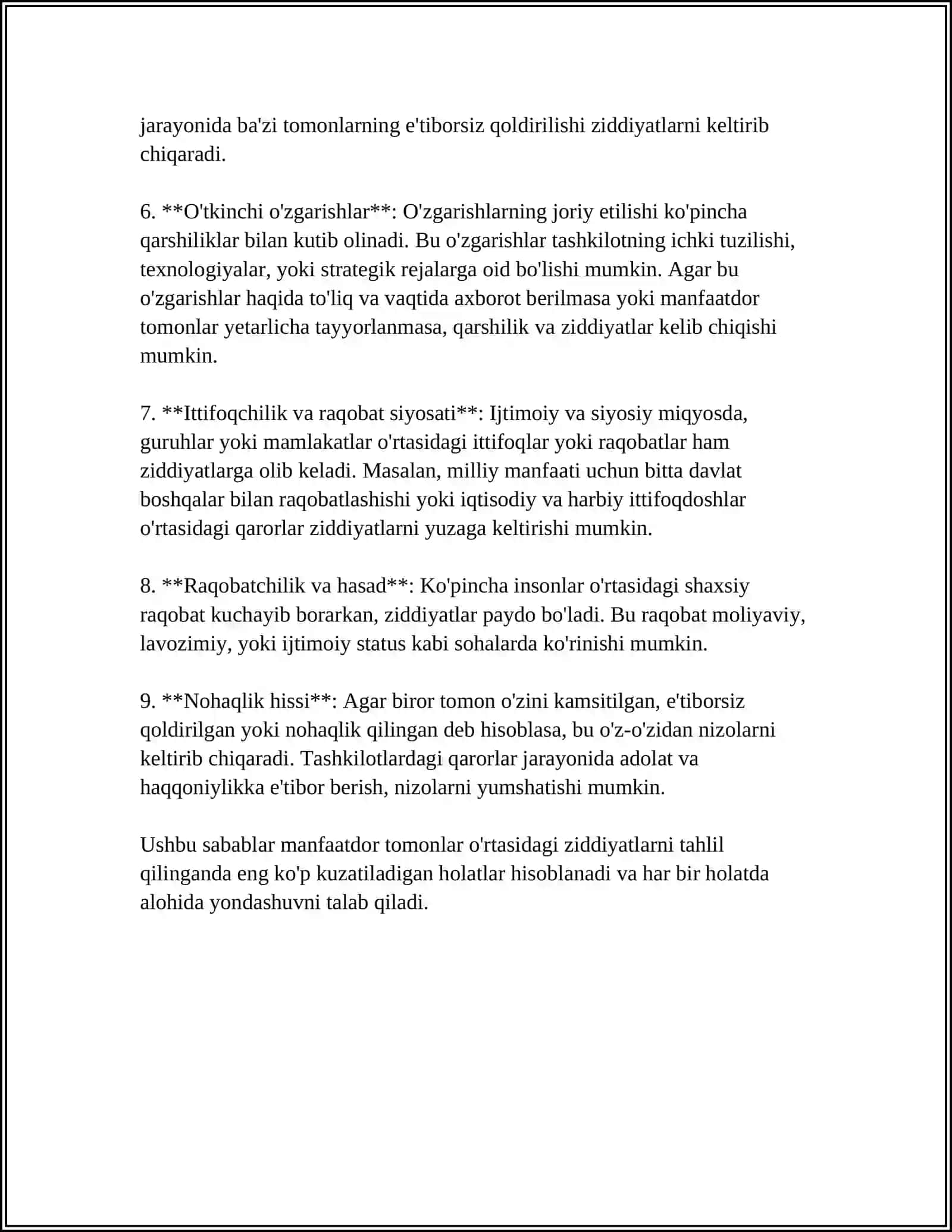 MANFAATDOR TOMONLAR OʻRTASIDAGI ZIDDIYAT 4