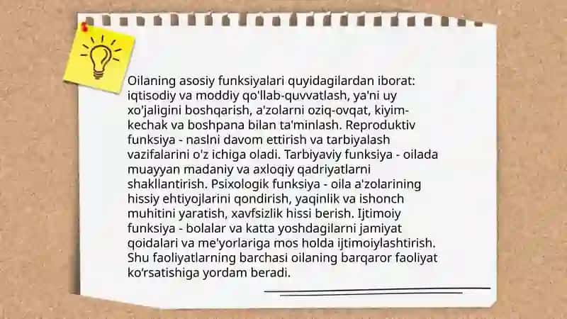 Oilavl uning asosiy funksiyalari 4