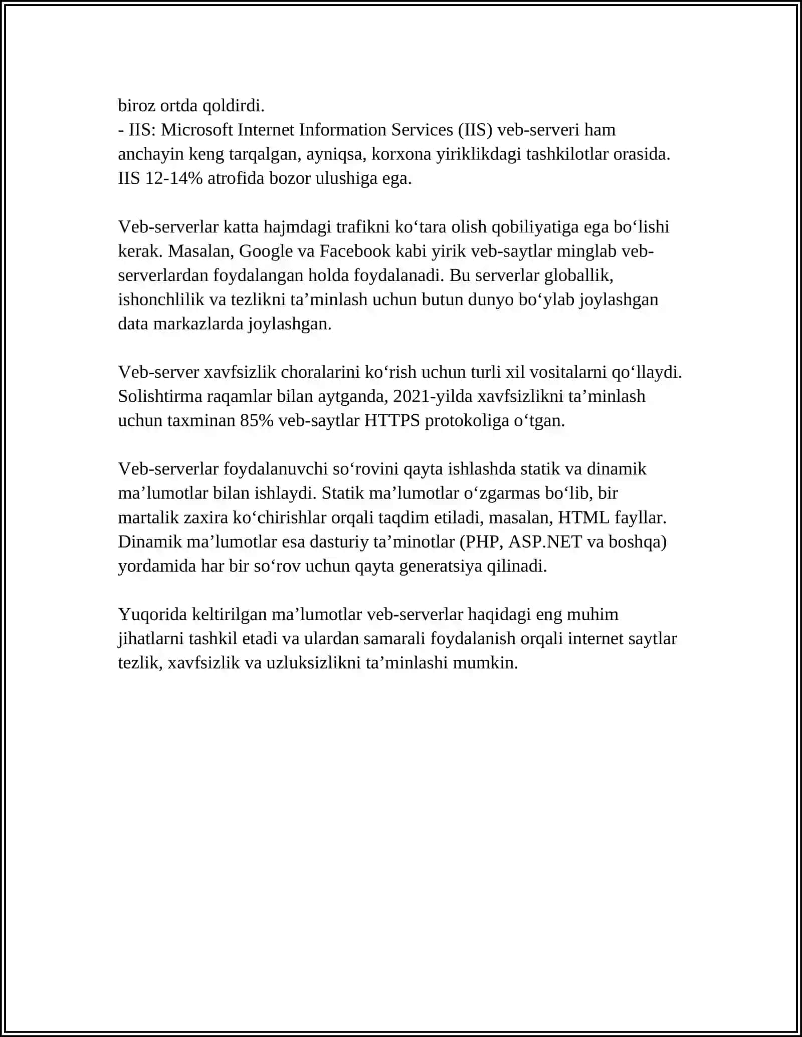 WEB SERVERNI BOSHQARISH.ASOSIY TUSHUNCHALAR 4