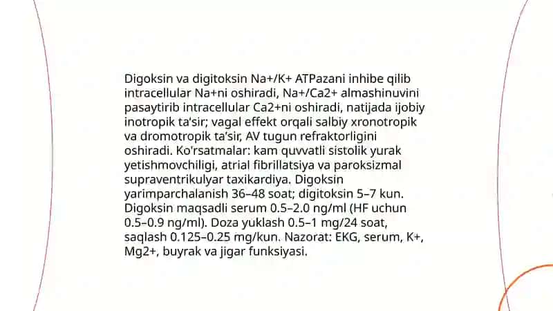 Kardiotoniklar va Anti-aritmik vositalar 4