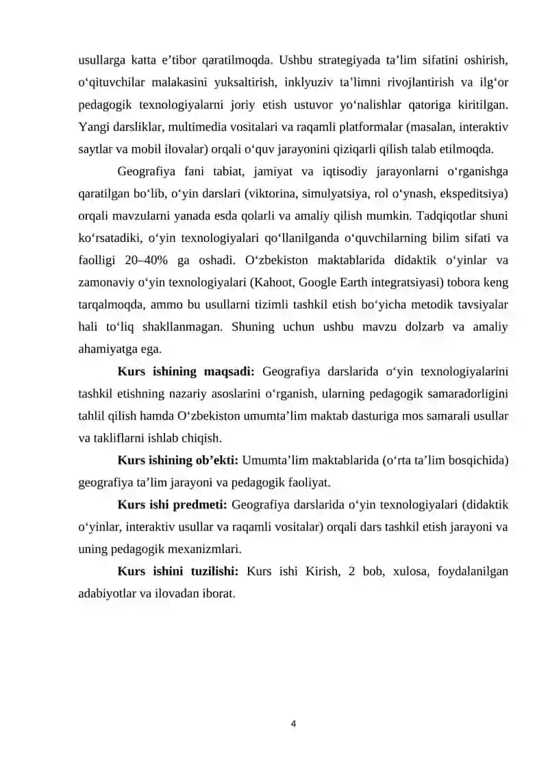GEOGRAFIYA DARSLARIDA O‘YIN DARSLARINI TASHKIL ETISH 4