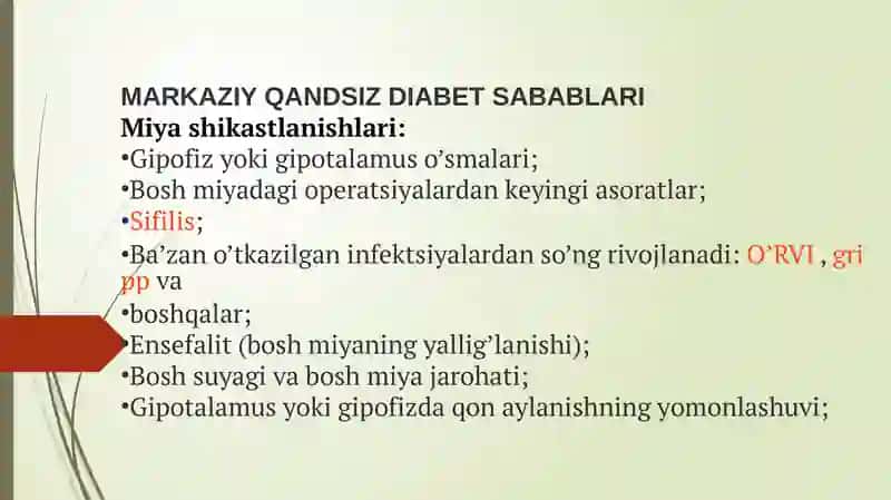 Qandsiz diabet yoki qandsiz siydik tanqisligi 4