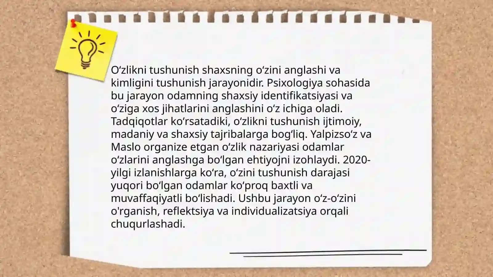 Shaxsning oʻz oʻzini anglashi 4