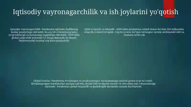 Pandemiya Xxi Asrning Global Muammosi Va Uning Oqibatlari 4