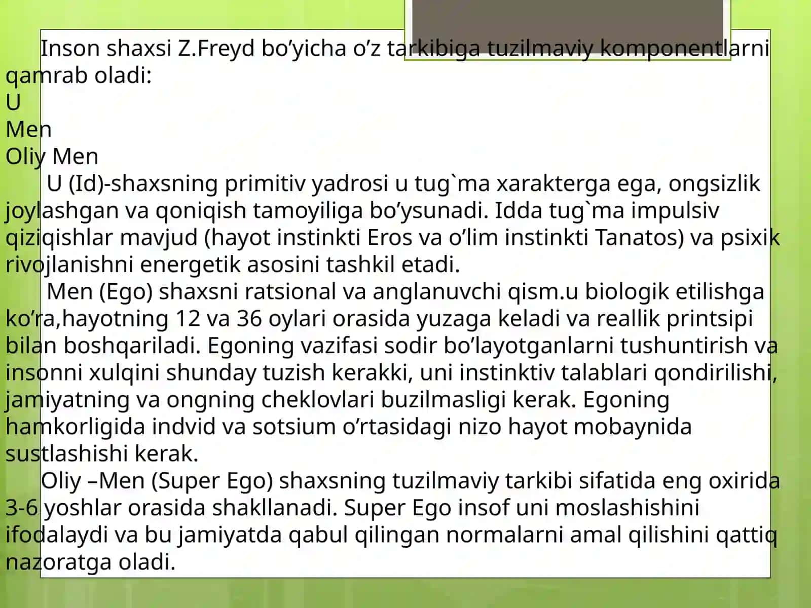 PSIXOLOGIK MAKTABLAR DARIVOJLANISH NAZARIYALARI 4