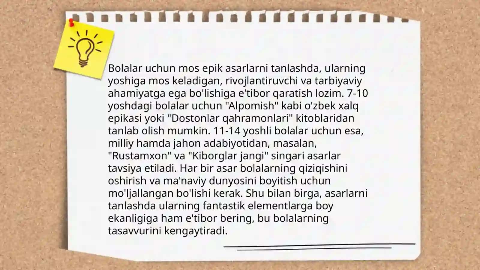 Boshlang'ich sinfda epik asarlar tahlili 4