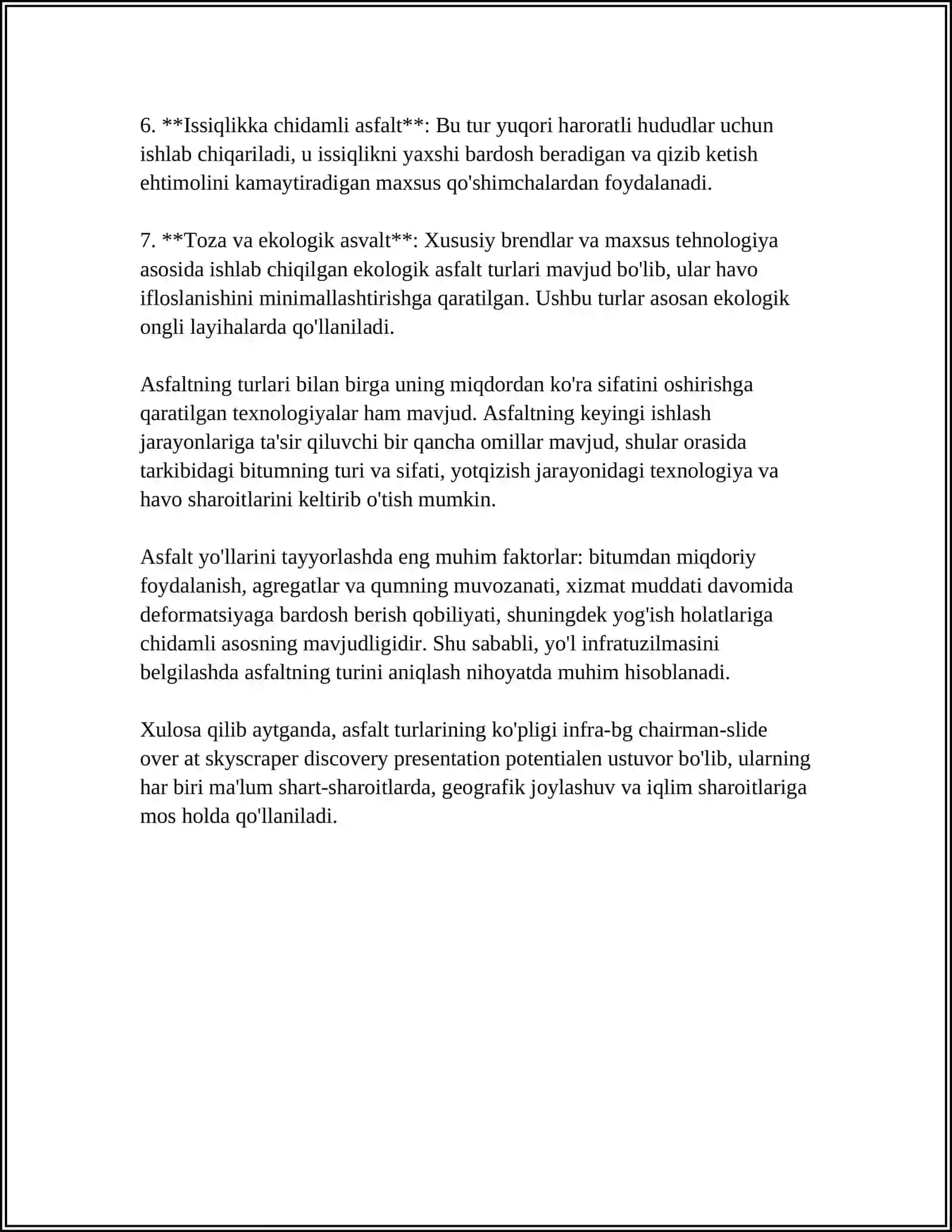 YO'L QURILISHIDA QULLANILADIGAN QOPLAMA HOSIL QILUVCHI MODDALAR 4