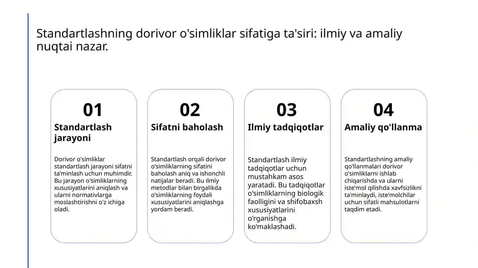 Dorivor o'simliklarning sifatini baholash usullari 4