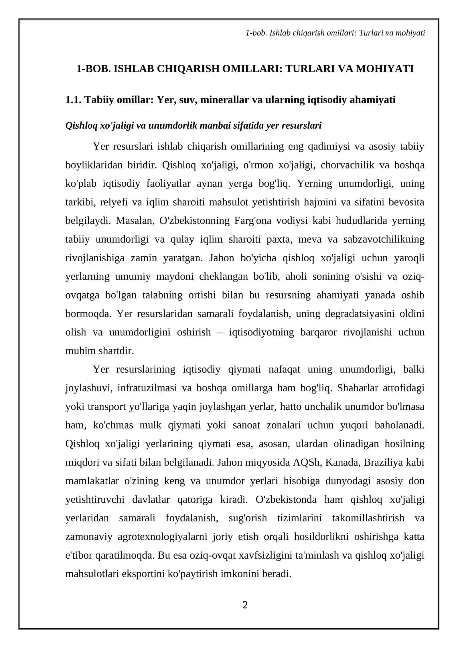 Ishlab chiqarish omillari, ularning o'zaro ta'siri,rivojlanishi 4